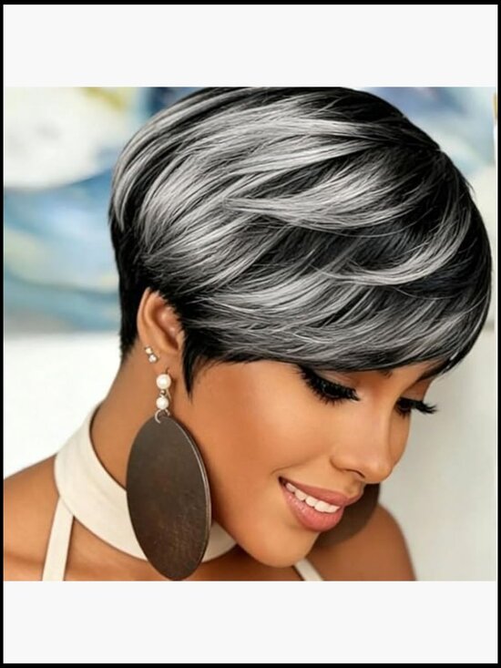 Short Pixie Cut Wig with Bangs Straight Synthetic Hair for Women Daily Wear main image 6